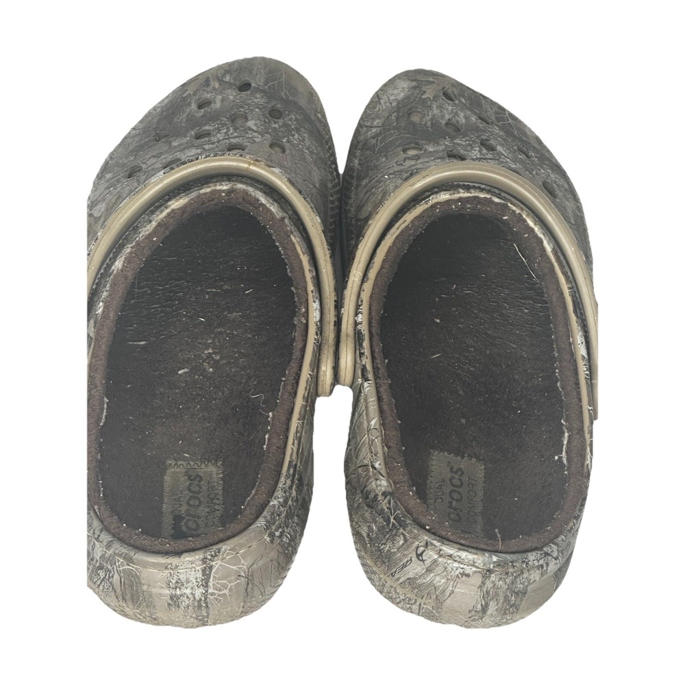 Crocs Mens Classic Realtree Edge Camo Lined Clogs Brown Tan Slip On Shoes